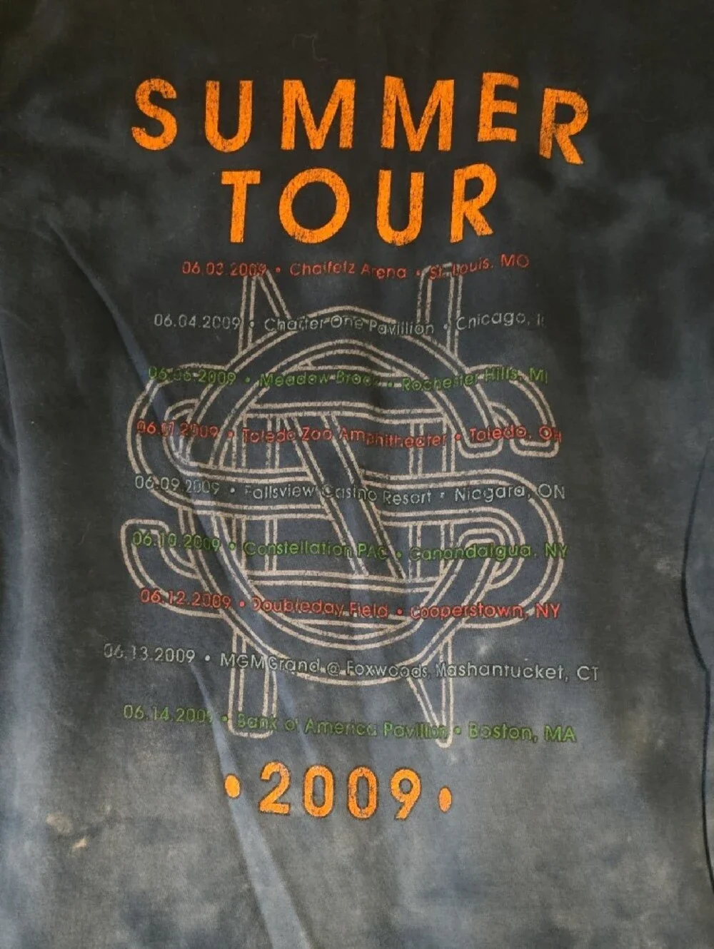 American Apparel Navy Tie-Dye Tee with Multicolor Celtic Emblem